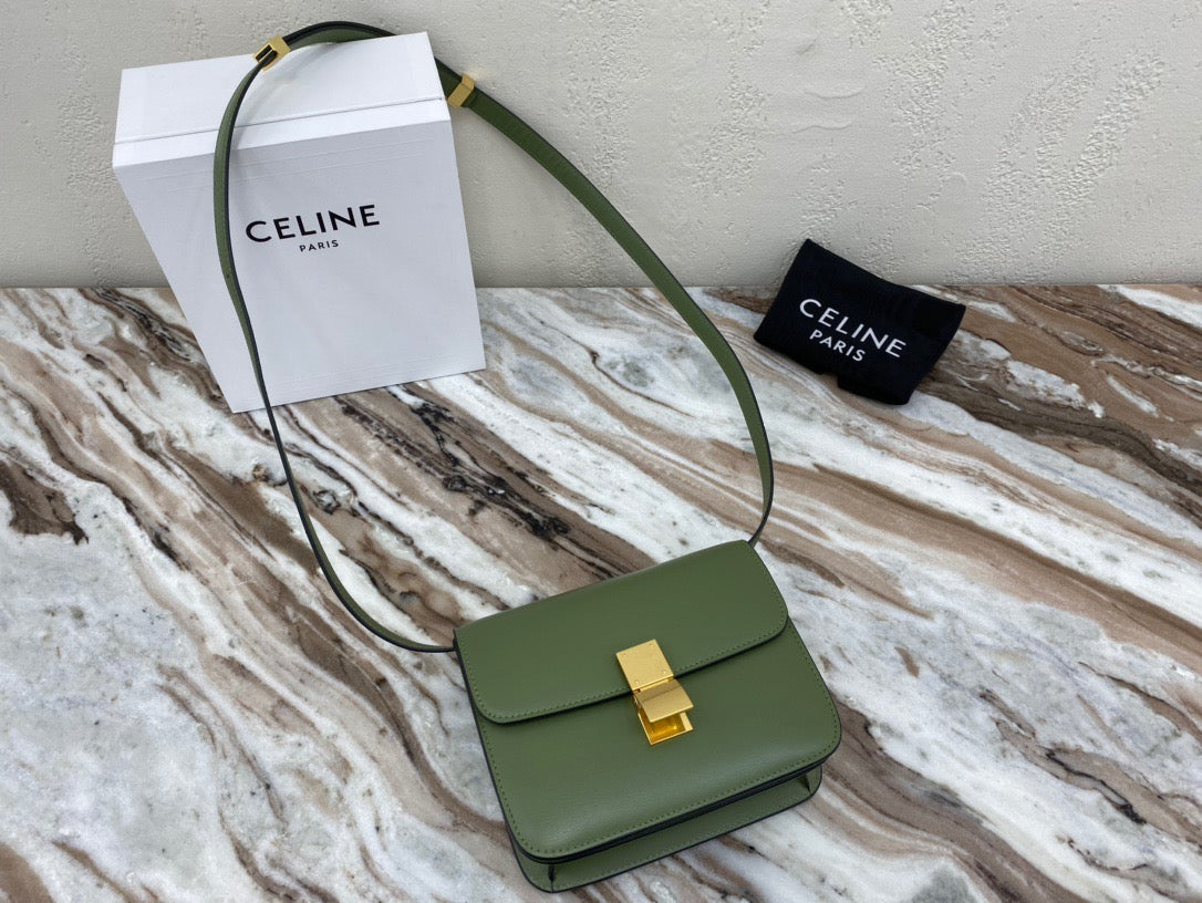 Celine Classic Box Small Bag In Army Green Box Calfskin