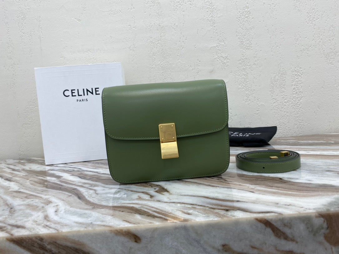 Celine Classic Box Small Bag In Army Green Box Calfskin