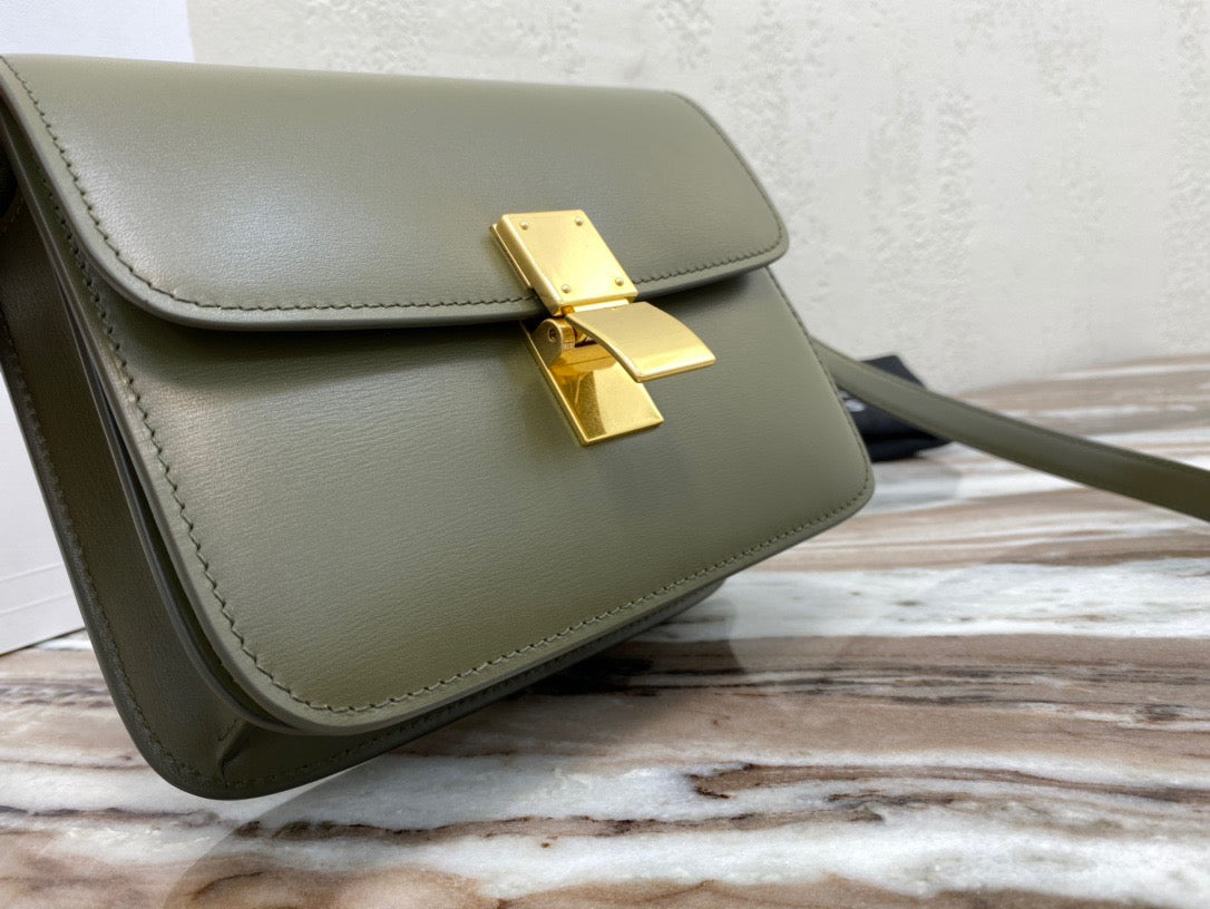 Celine Classic Box Small Bag In Army Green Box Calfskin