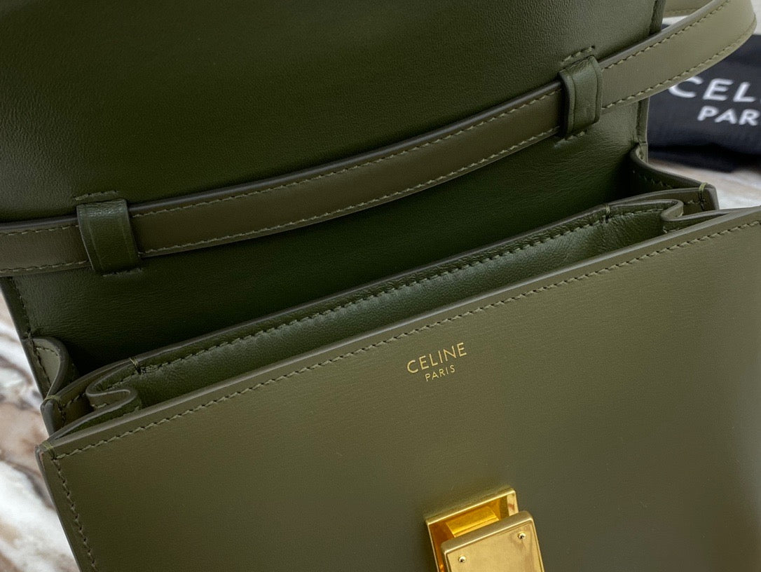 Celine Classic Box Small Bag In Army Green Box Calfskin