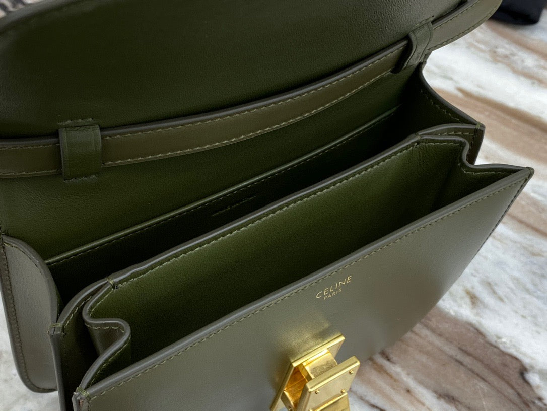 Celine Classic Box Small Bag In Army Green Box Calfskin