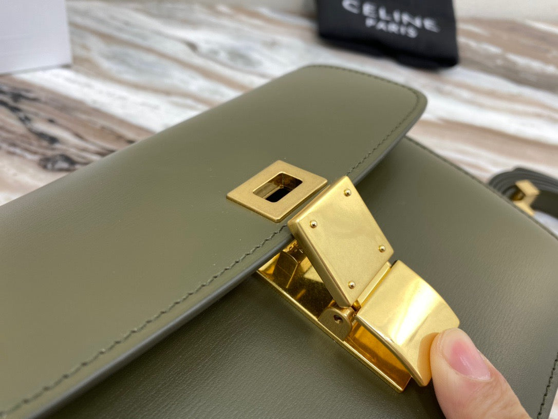 Celine Classic Box Small Bag In Army Green Box Calfskin