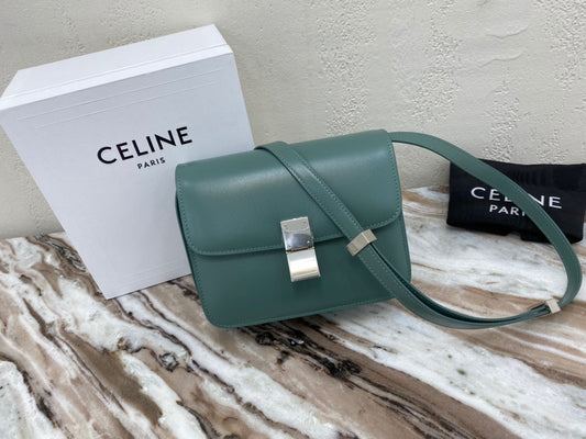 Celine Classic Box Small Bag In Light Green Box Calfskin