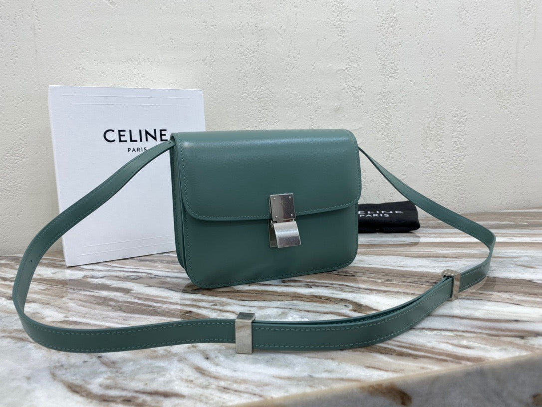 Celine Classic Box Small Bag In Light Green Box Calfskin