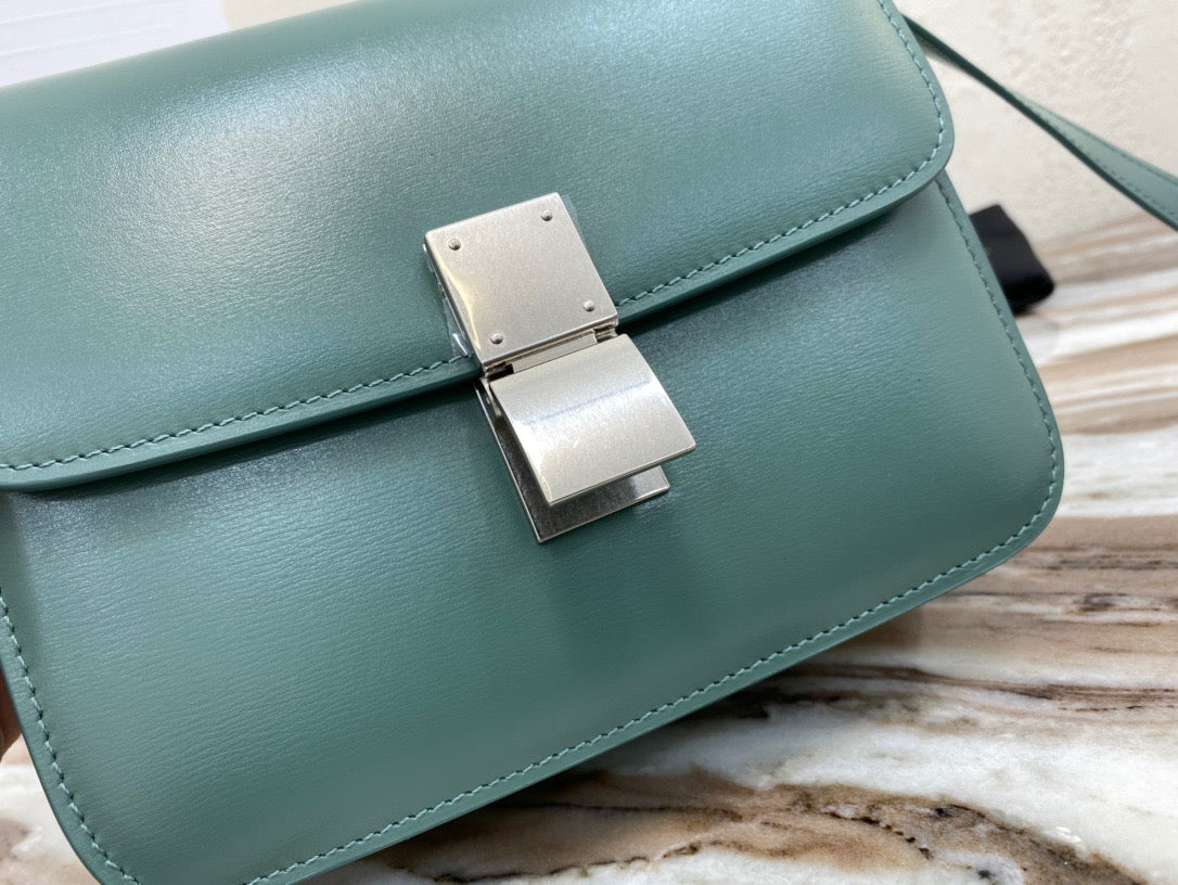 Celine Classic Box Small Bag In Light Green Box Calfskin