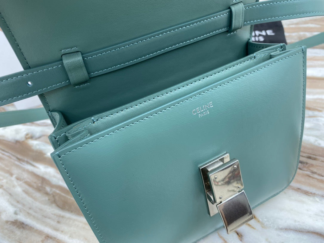 Celine Classic Box Small Bag In Light Green Box Calfskin