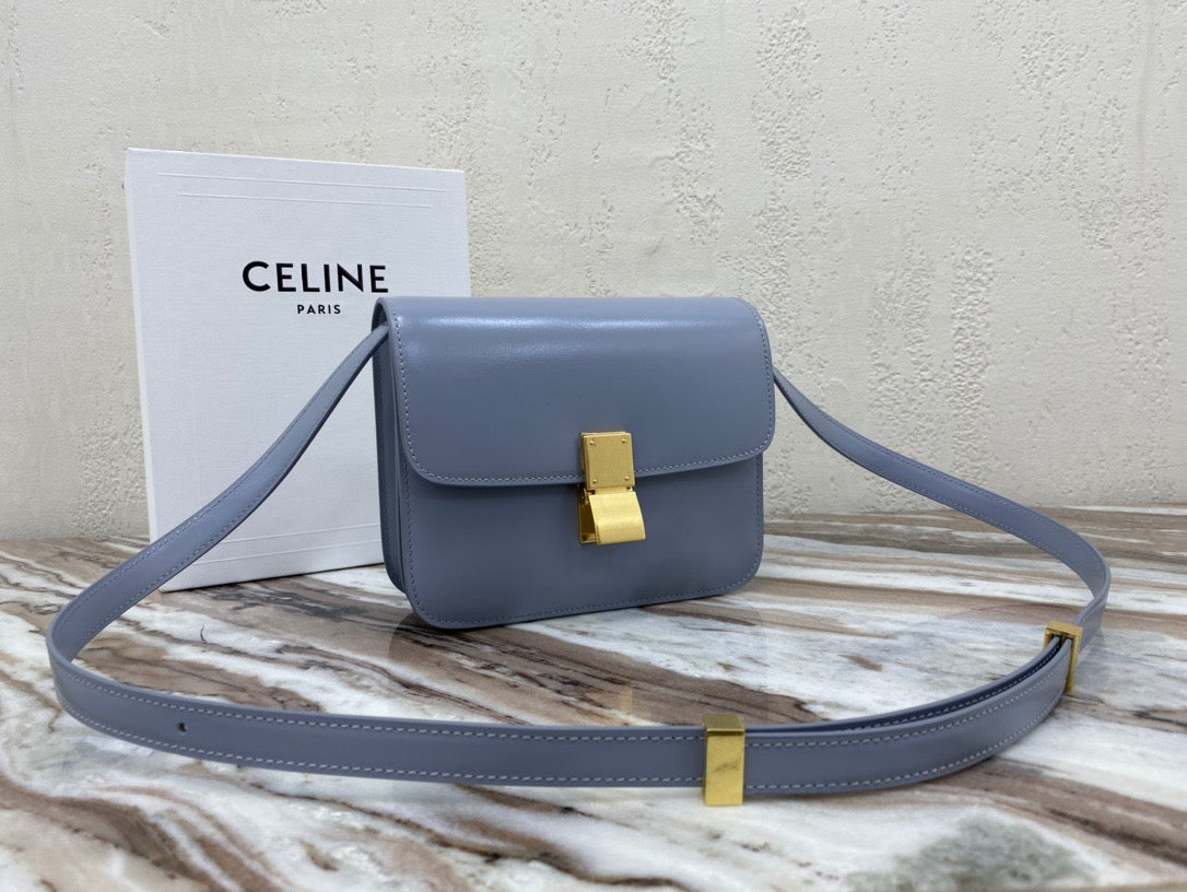 Celine Classic Box Small Bag In Haze Blue Box Calfskin