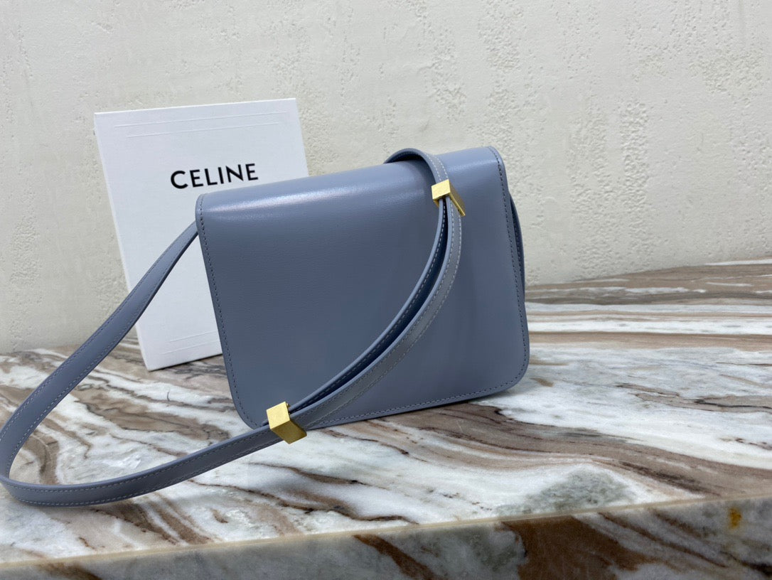 Celine Classic Box Small Bag In Haze Blue Box Calfskin