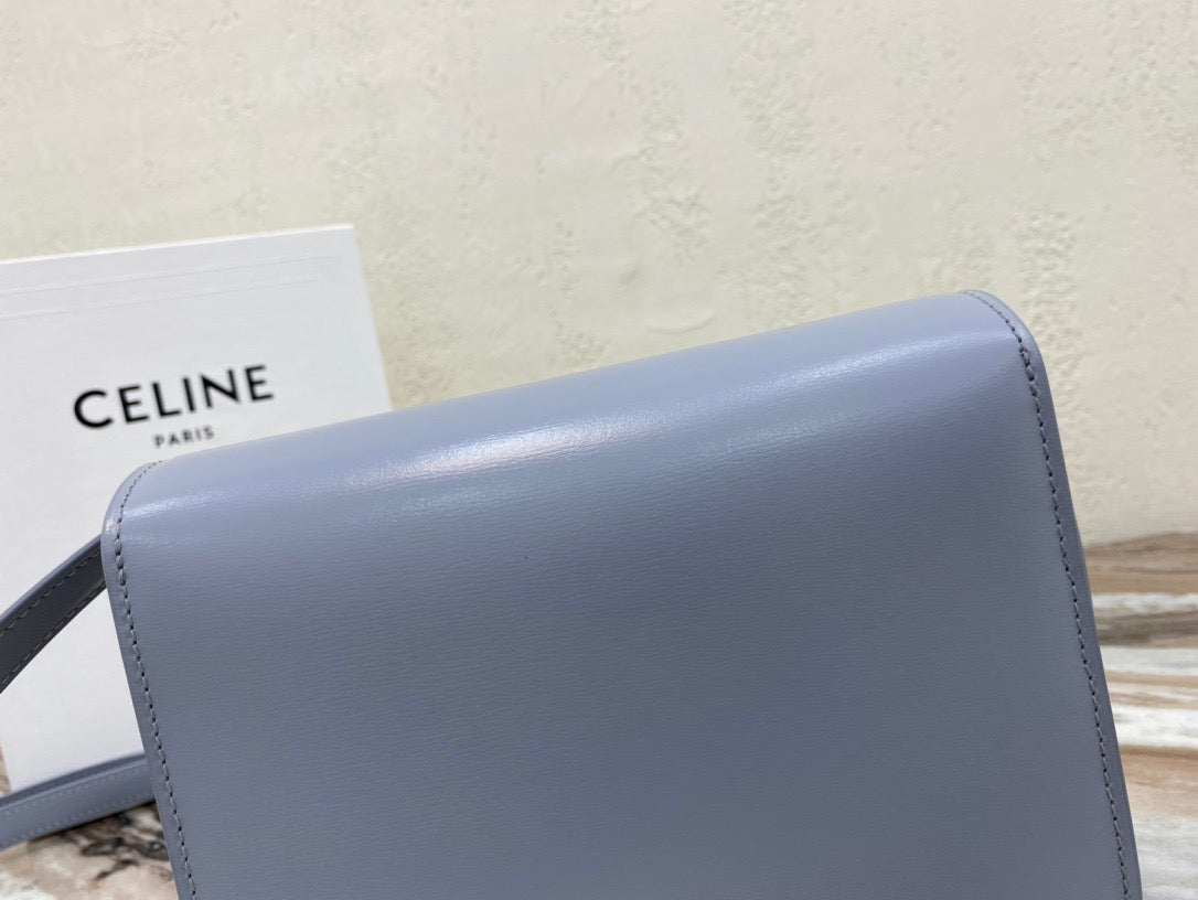 Celine Classic Box Small Bag In Haze Blue Box Calfskin