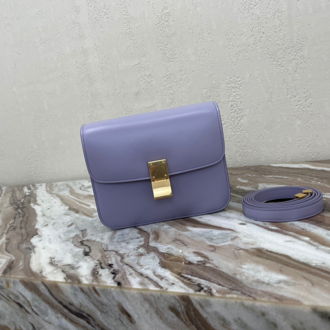 Celine Classic Box Small Bag In Purple Box Calfskin