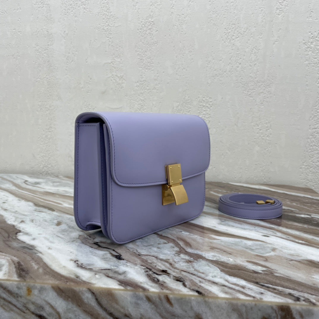 Celine Classic Box Small Bag In Purple Box Calfskin