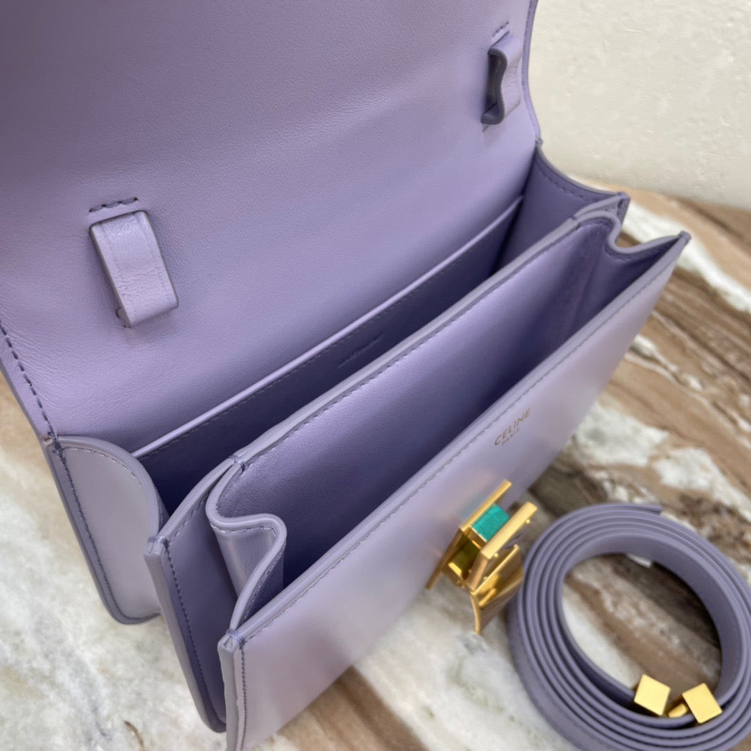 Celine Classic Box Small Bag In Purple Box Calfskin