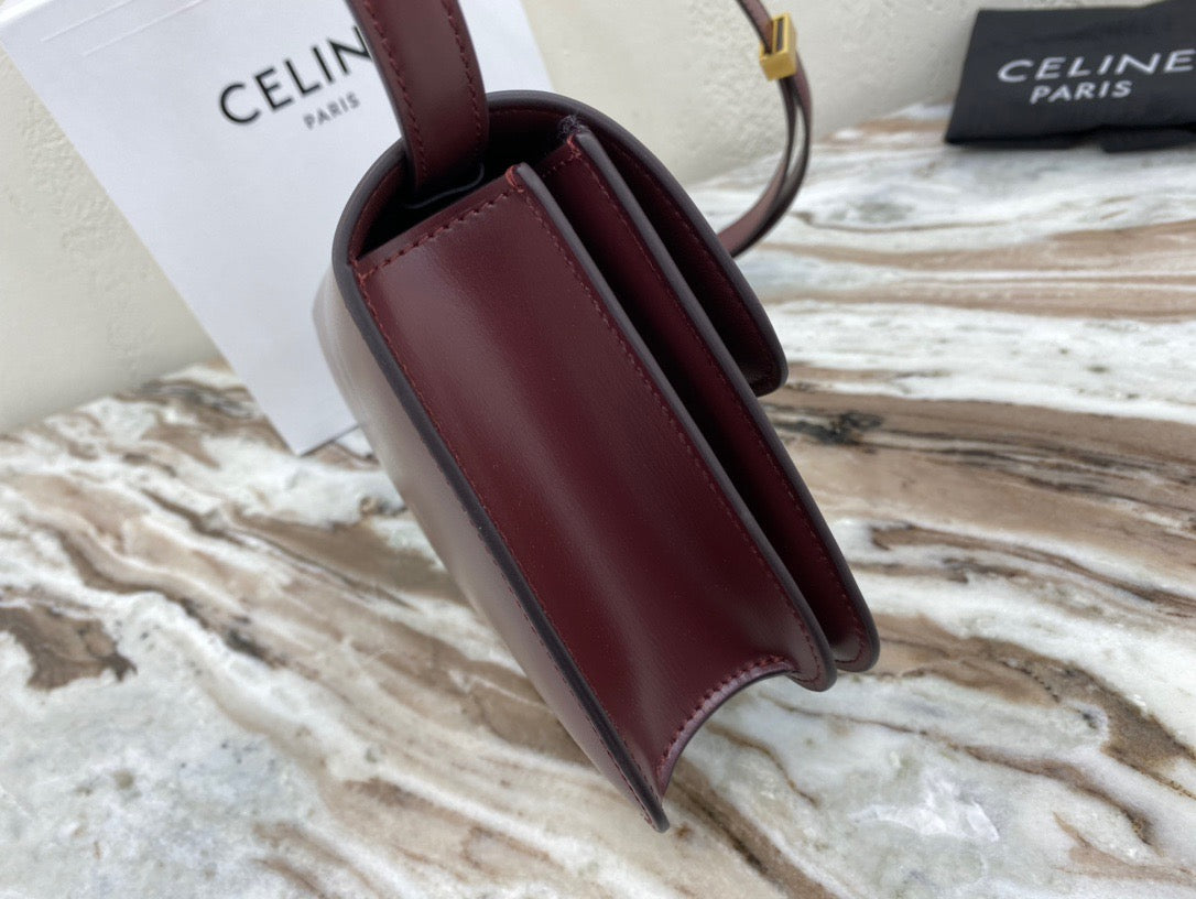 Celine Classic Box Small Bag In Burgundy Box Calfskin