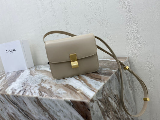 Celine Classic Box Small Bag In Beige Box Calfskin