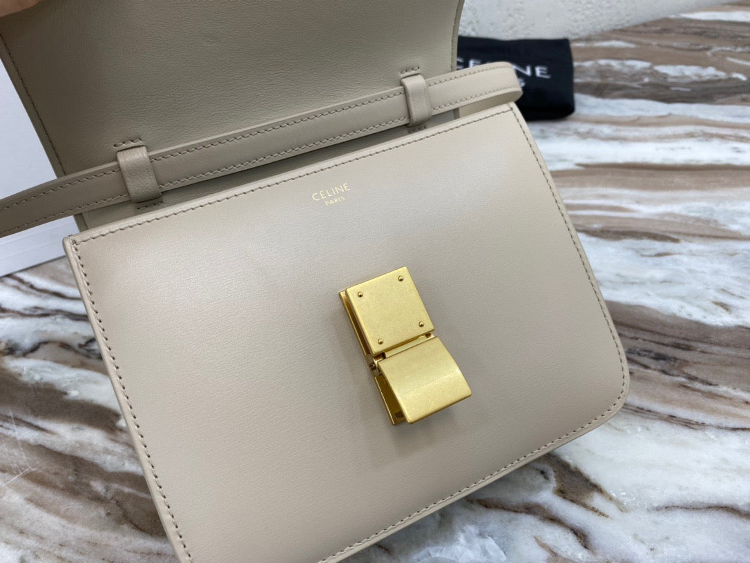 Celine Classic Box Small Bag In Beige Box Calfskin