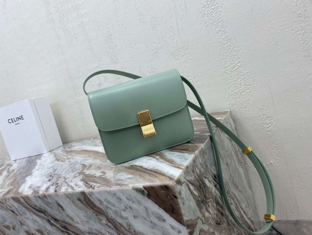 Celine Classic Box Small Bag In Light Green Box Calfskin