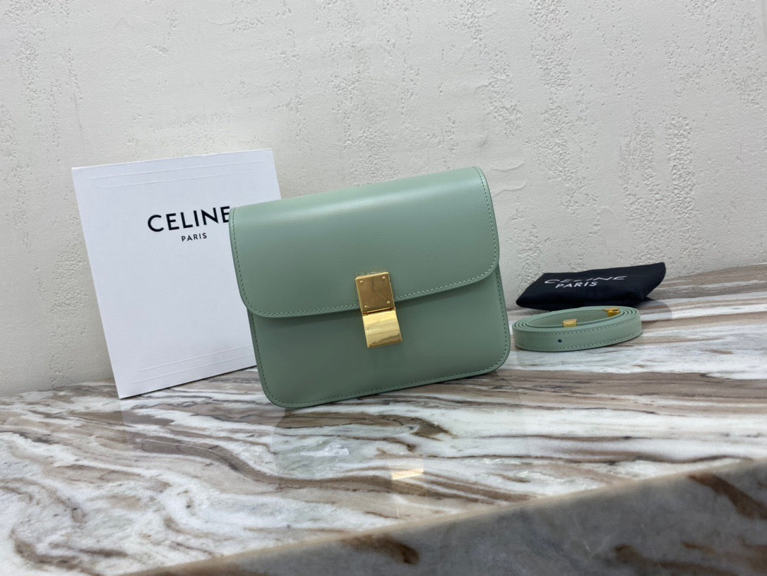 Celine Classic Box Small Bag In Light Green Box Calfskin