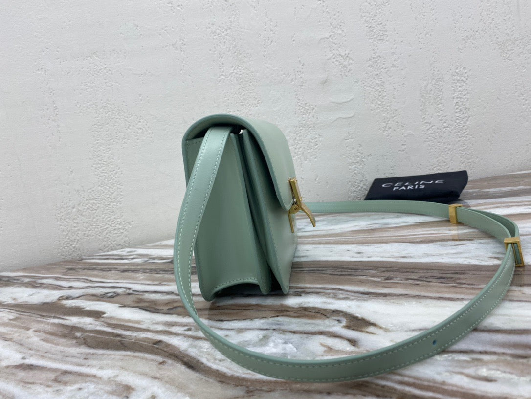 Celine Classic Box Small Bag In Light Green Box Calfskin