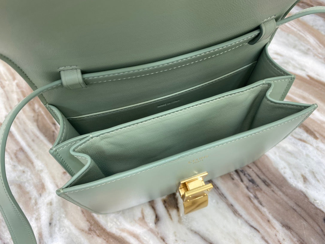 Celine Classic Box Small Bag In Light Green Box Calfskin