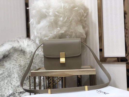 Celine Classic Box Small Bag In Etoupe Box Calfskin