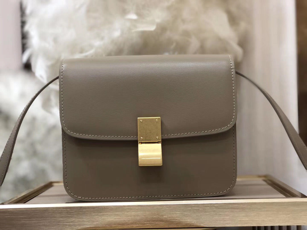 Celine Classic Box Small Bag In Etoupe Box Calfskin