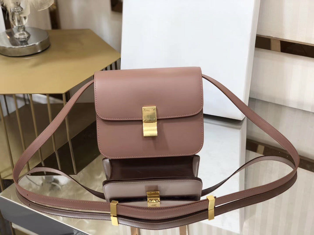 Celine Classic Box Small Bag In Bean Paste Powder Calfskin