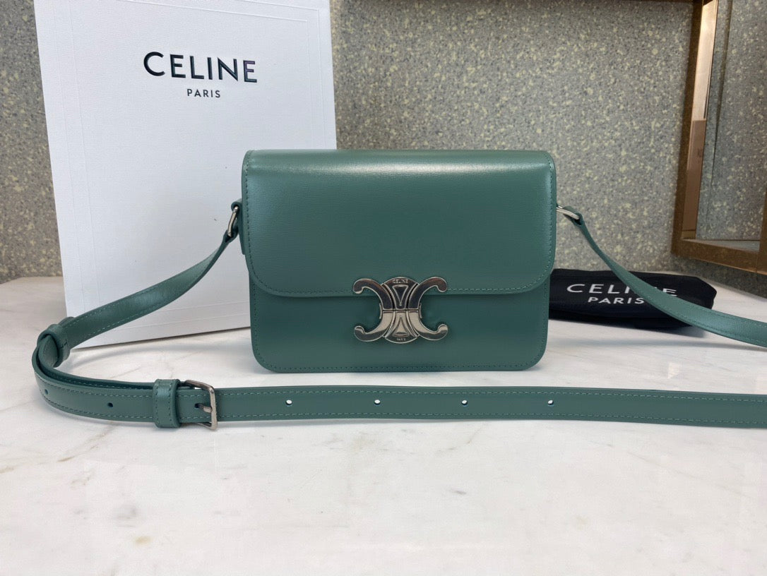 Celine Classic Box Teen Bag In Green Box Calfskin