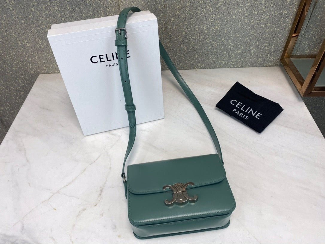 Celine Classic Box Teen Bag In Green Box Calfskin