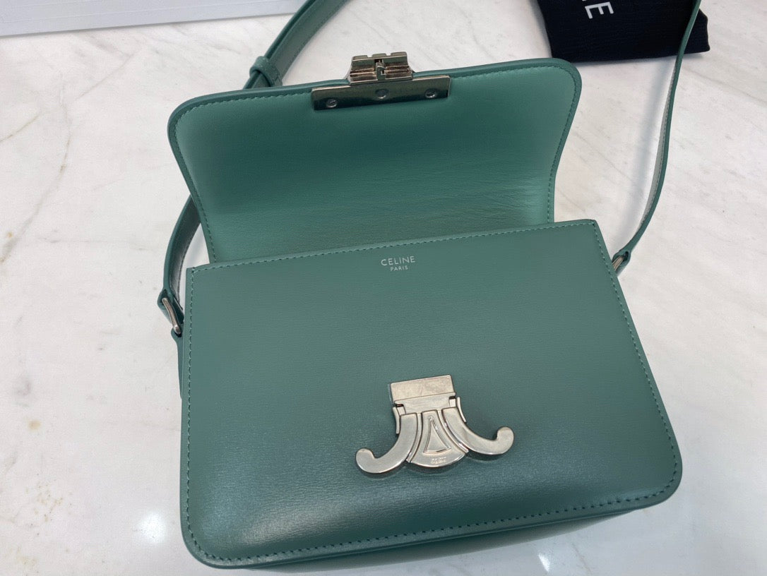 Celine Classic Box Teen Bag In Green Box Calfskin