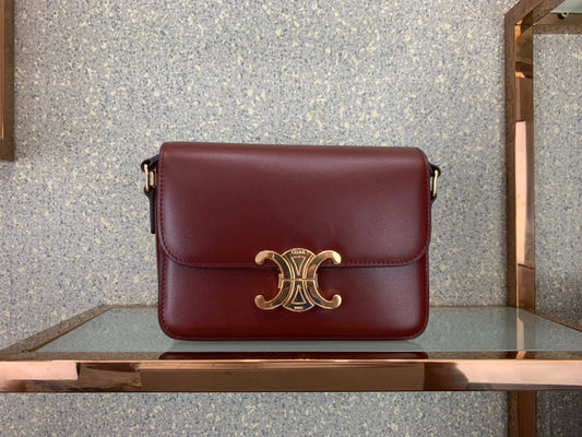 Celine Classic Box Teen Bag In Burgundy Box Calfskin