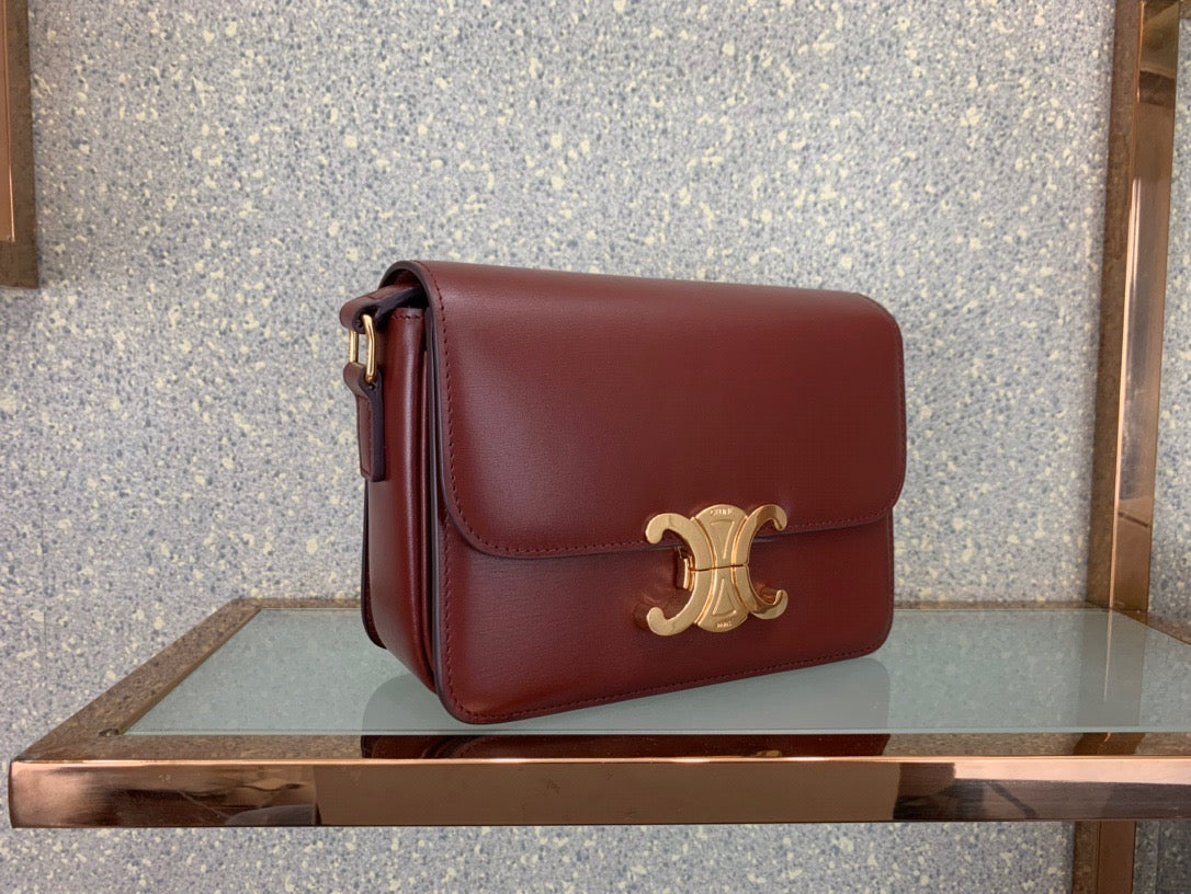 Celine Classic Box Teen Bag In Burgundy Box Calfskin