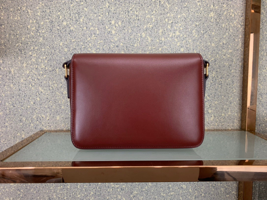 Celine Classic Box Teen Bag In Burgundy Box Calfskin