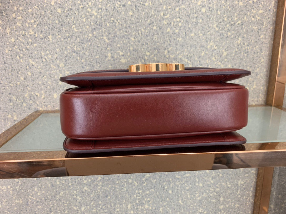 Celine Classic Box Teen Bag In Burgundy Box Calfskin