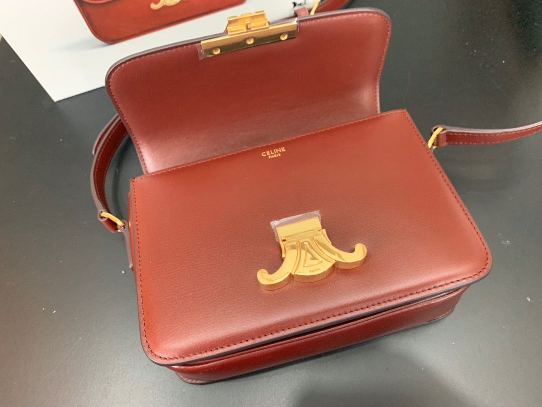 Celine Classic Box Teen Bag In Burgundy Box Calfskin