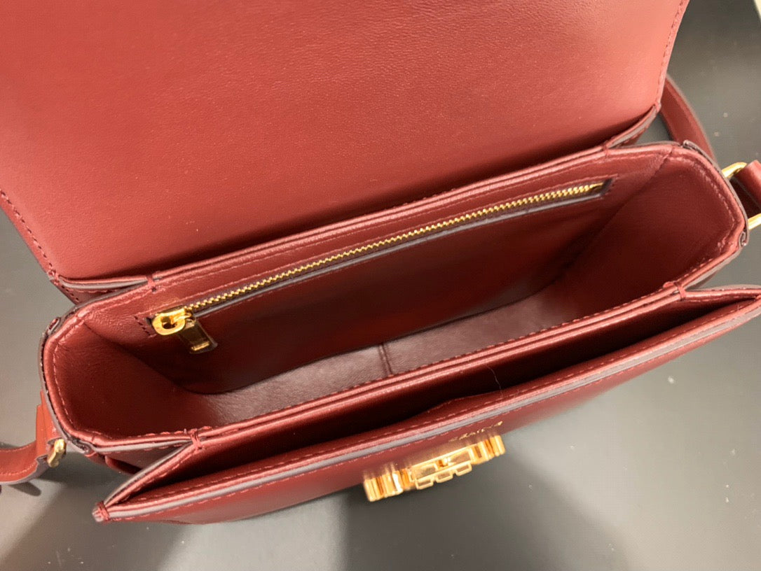 Celine Classic Box Teen Bag In Burgundy Box Calfskin