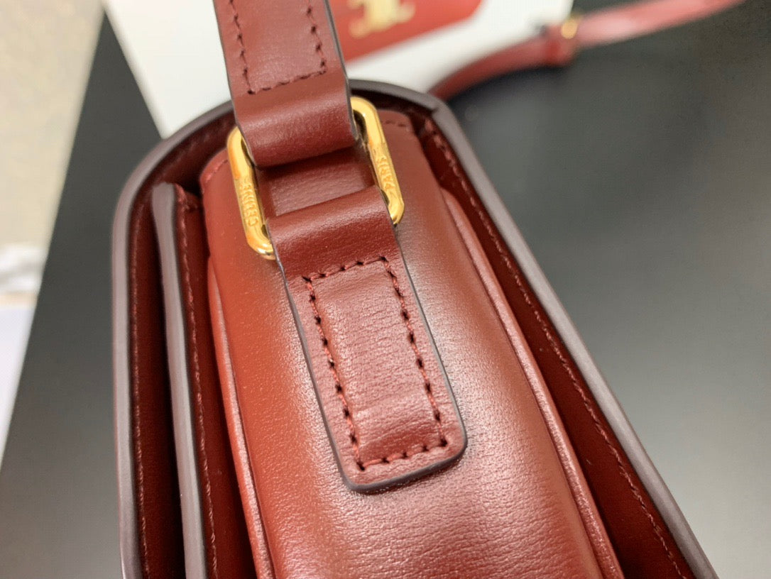 Celine Classic Box Teen Bag In Burgundy Box Calfskin