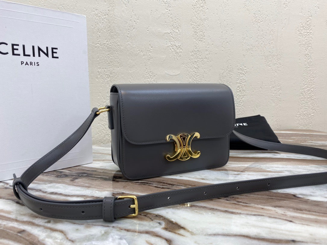 Celine Classic Box Teen Bag In Gray Box Calfskin