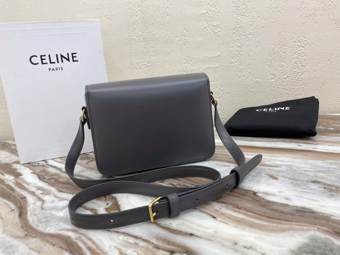 Celine Classic Box Teen Bag In Gray Box Calfskin