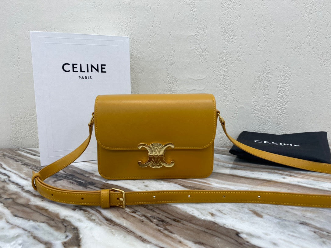 Celine Classic Box Teen Bag In Yellow Box Calfskin