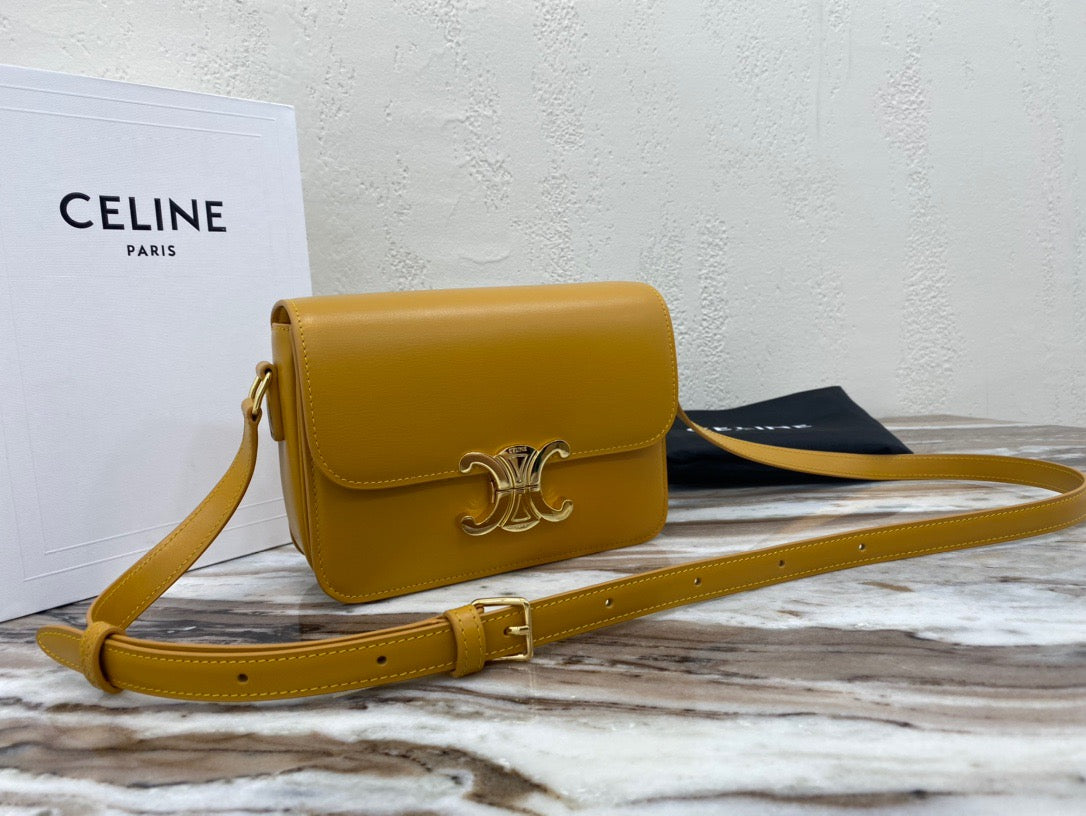 Celine Classic Box Teen Bag In Yellow Box Calfskin