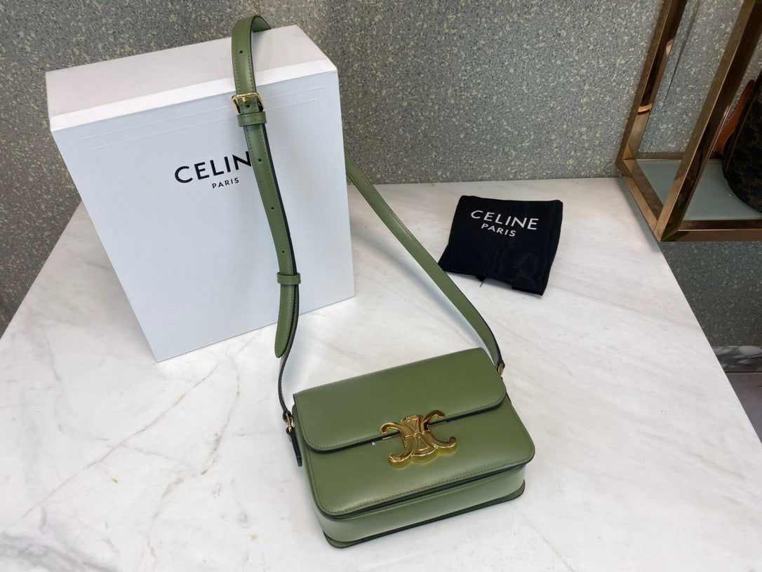 Celine Classic Box Teen Bag In Avocado Green Box Calfskin