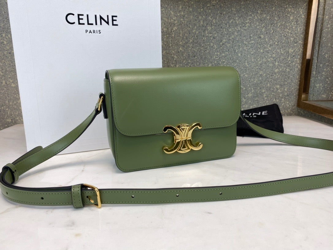 Celine Classic Box Teen Bag In Avocado Green Box Calfskin