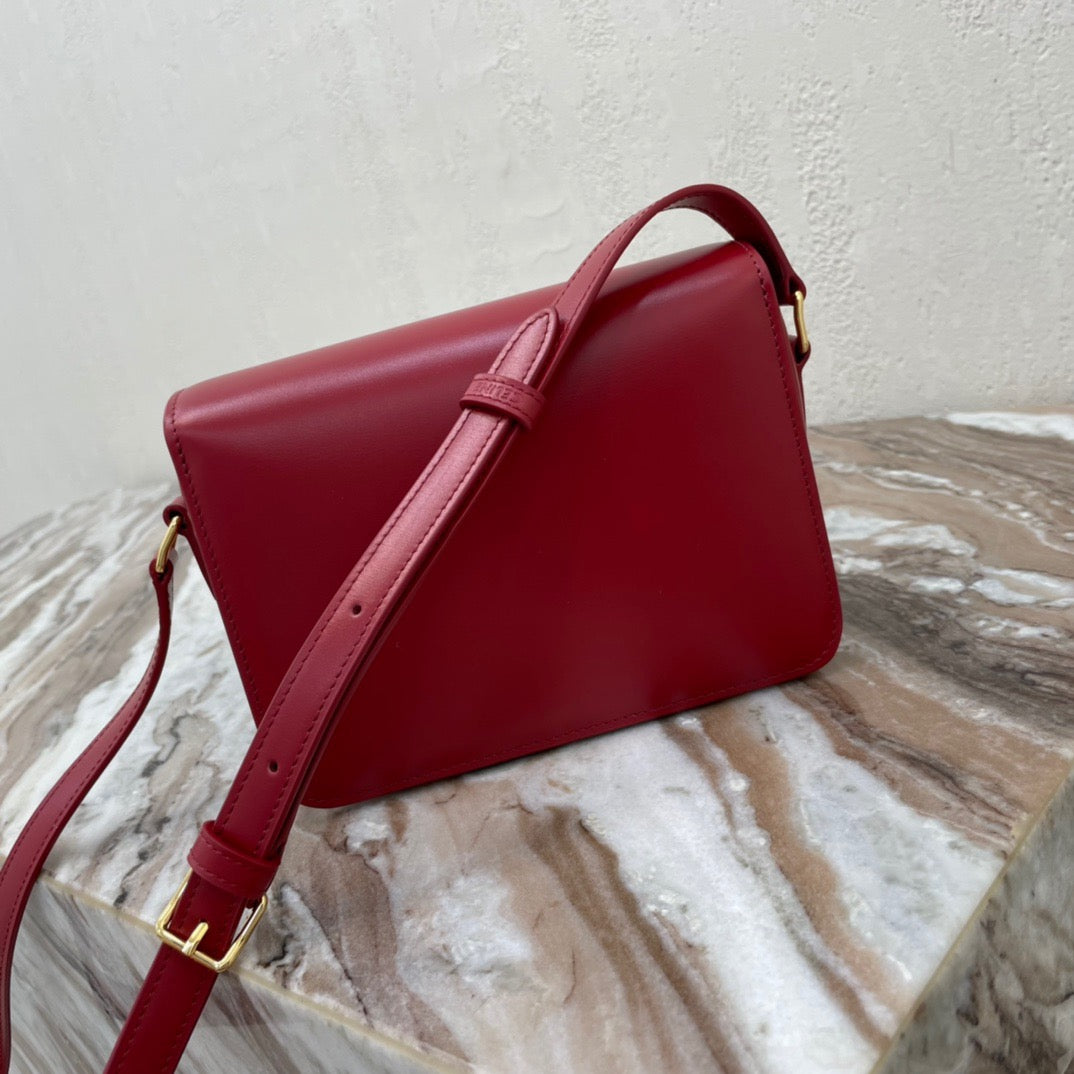 Celine Classic Box Teen Bag In Red Box Calfskin