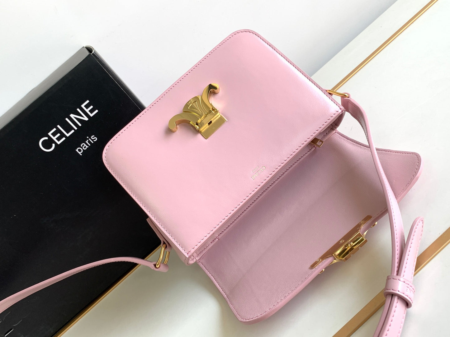 Celine Classic Box Teen Bag In Sakura Powder Box Calfskin