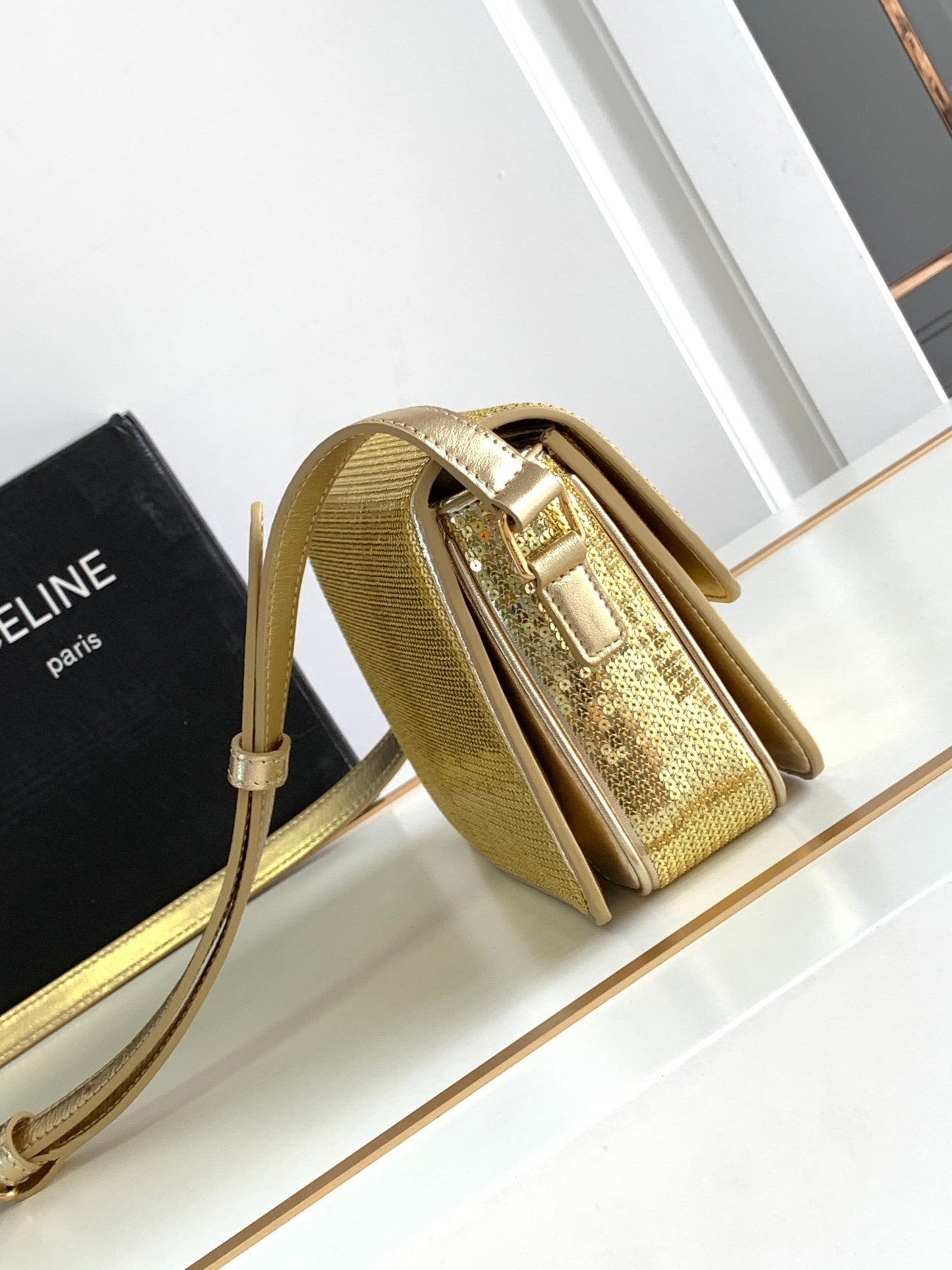 Celine Classic Box Teen Bag In Gold Box Calfskin