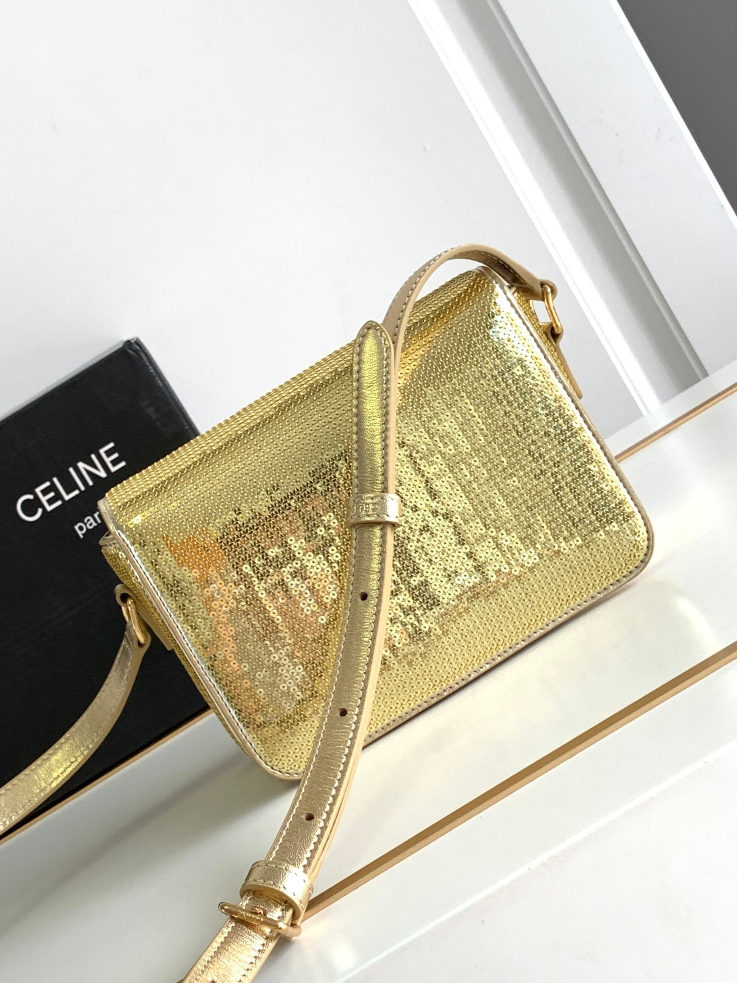 Celine Classic Box Teen Bag In Gold Box Calfskin