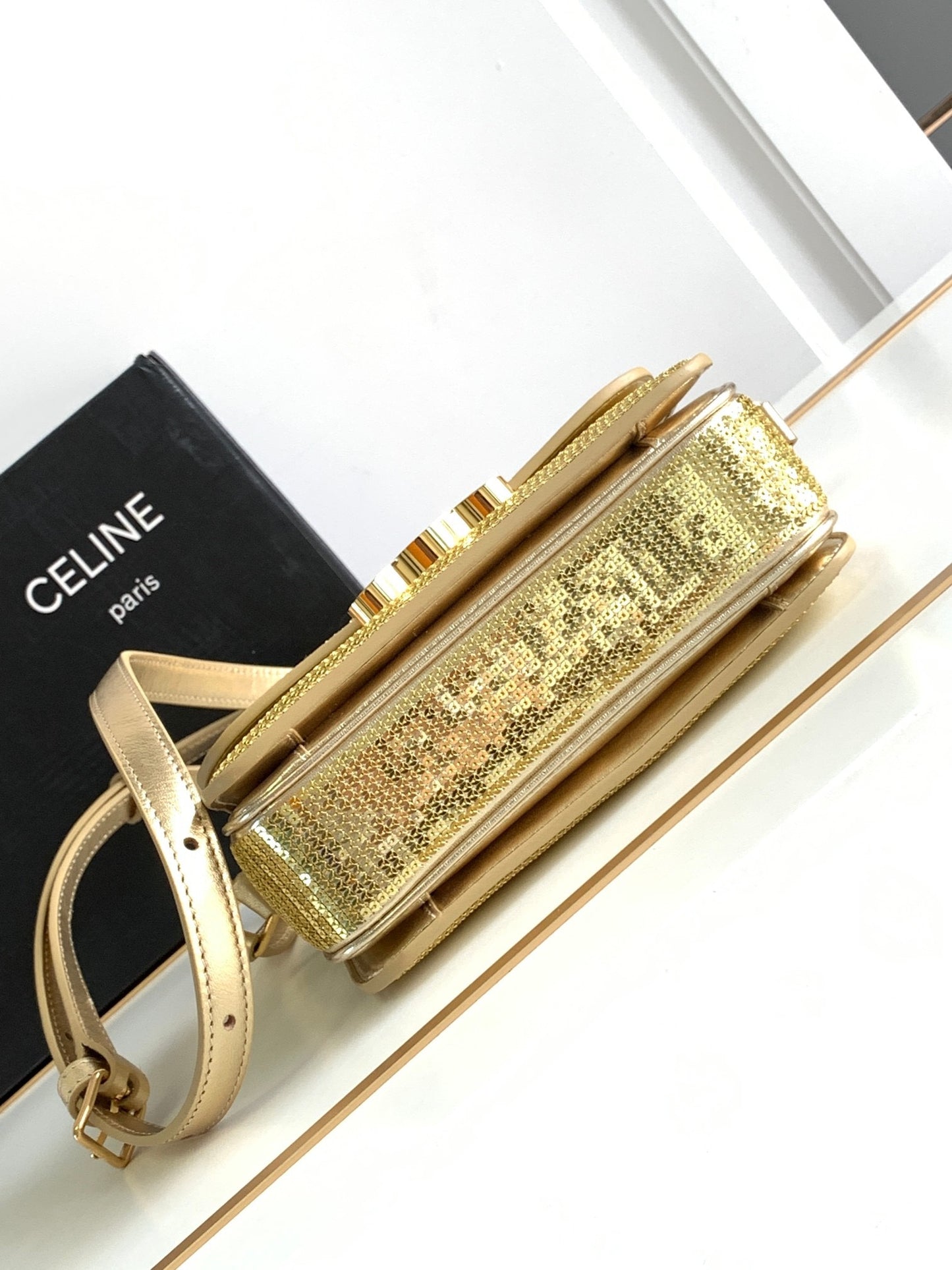 Celine Classic Box Teen Bag In Gold Box Calfskin