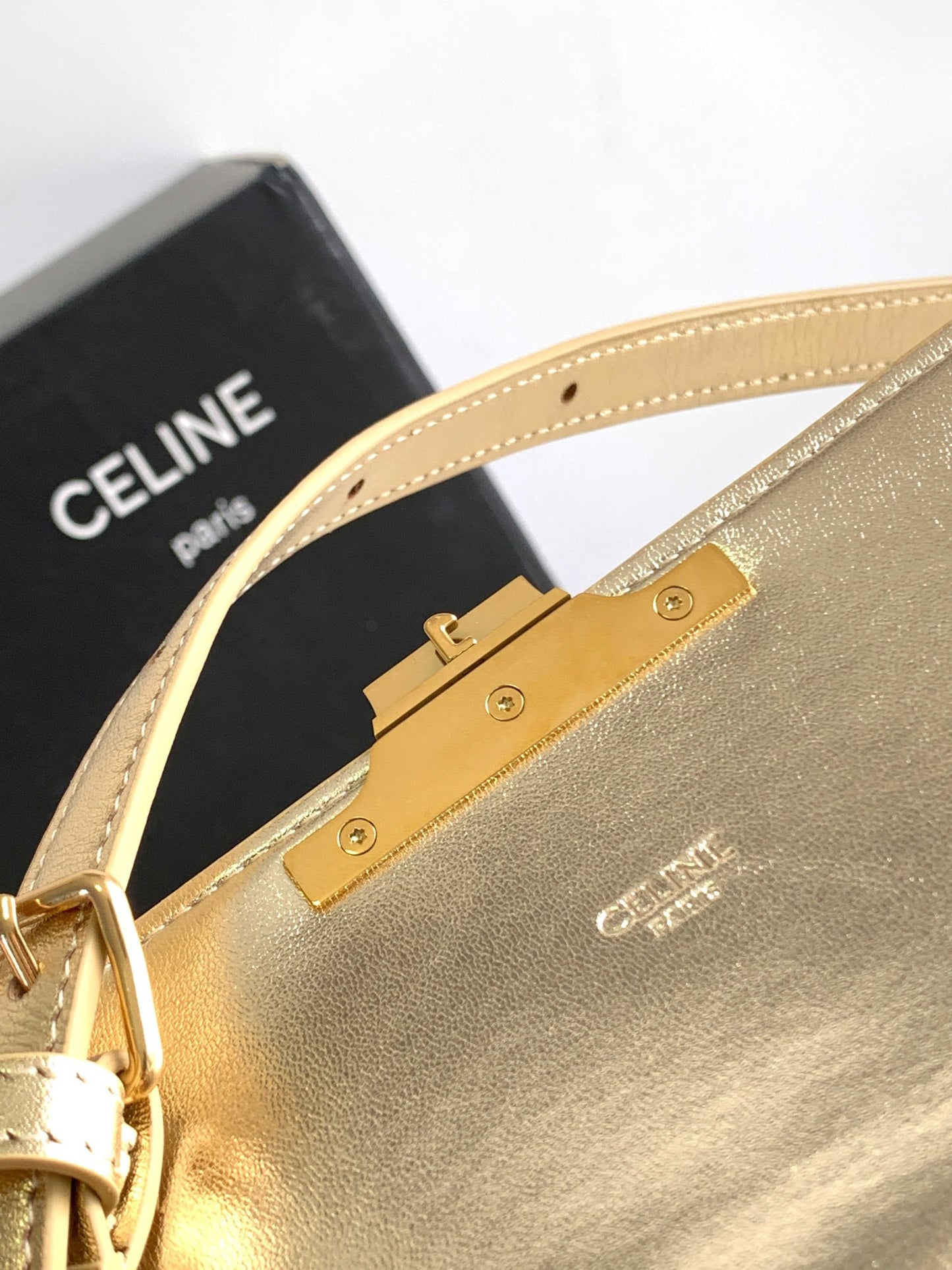 Celine Classic Box Teen Bag In Gold Box Calfskin