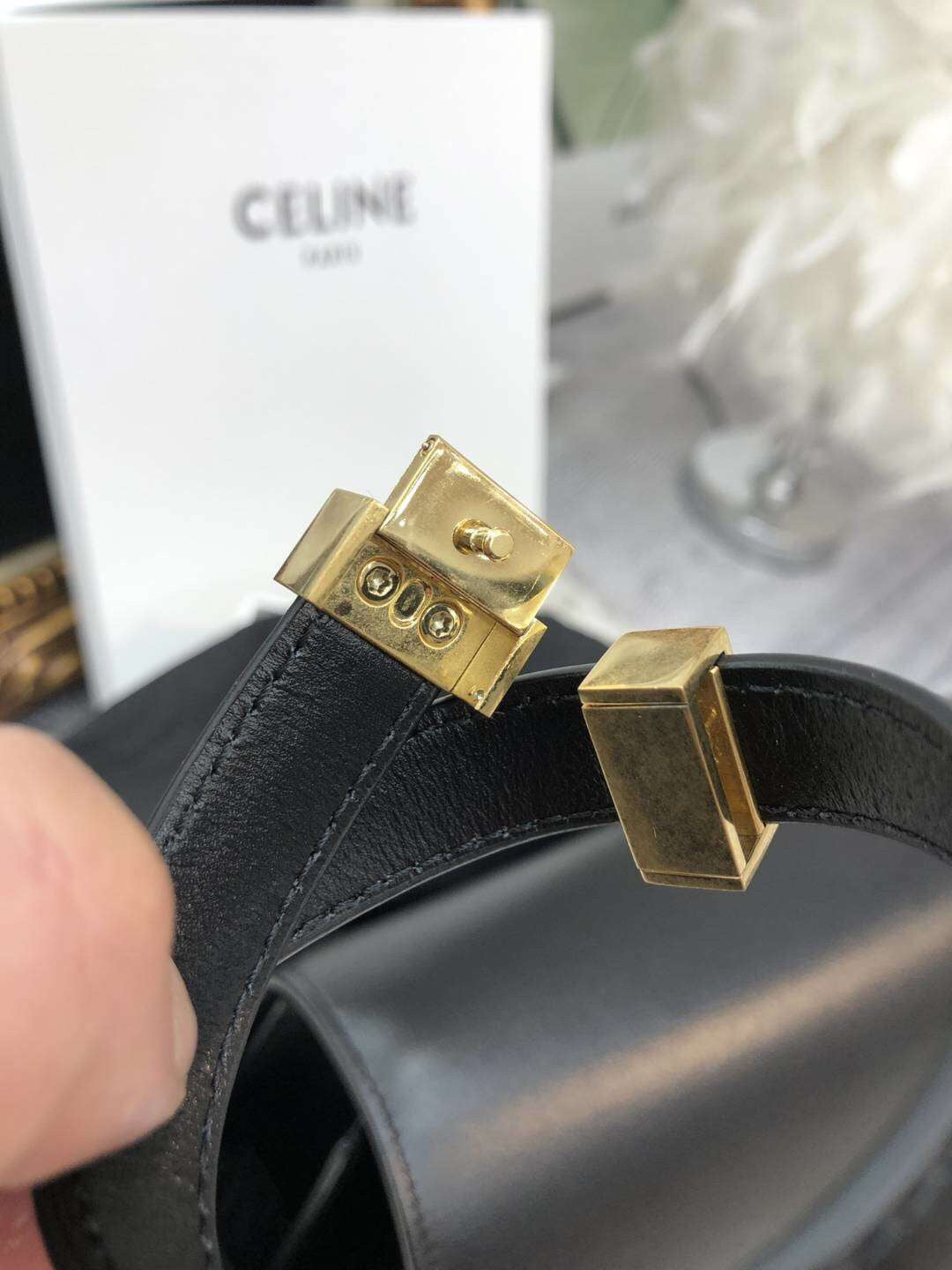 Celine Classic Box Medium Bag In Black Box Calfskin