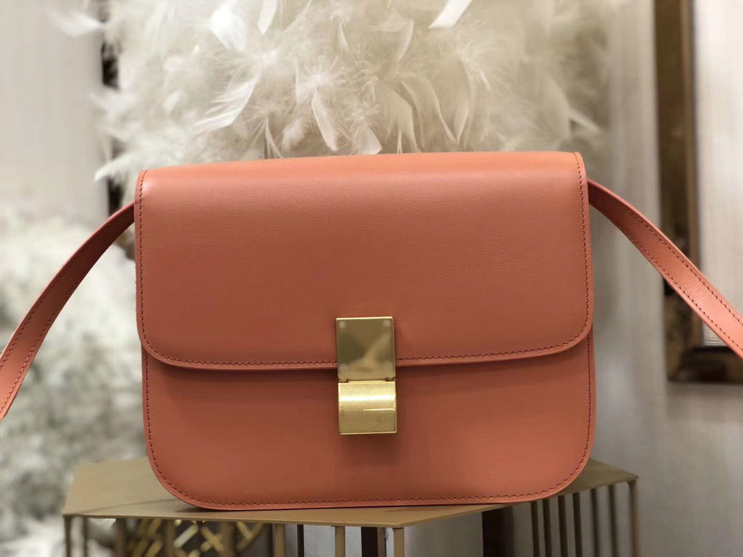 Celine Classic Box Medium Bag In Orange Box Calfskin